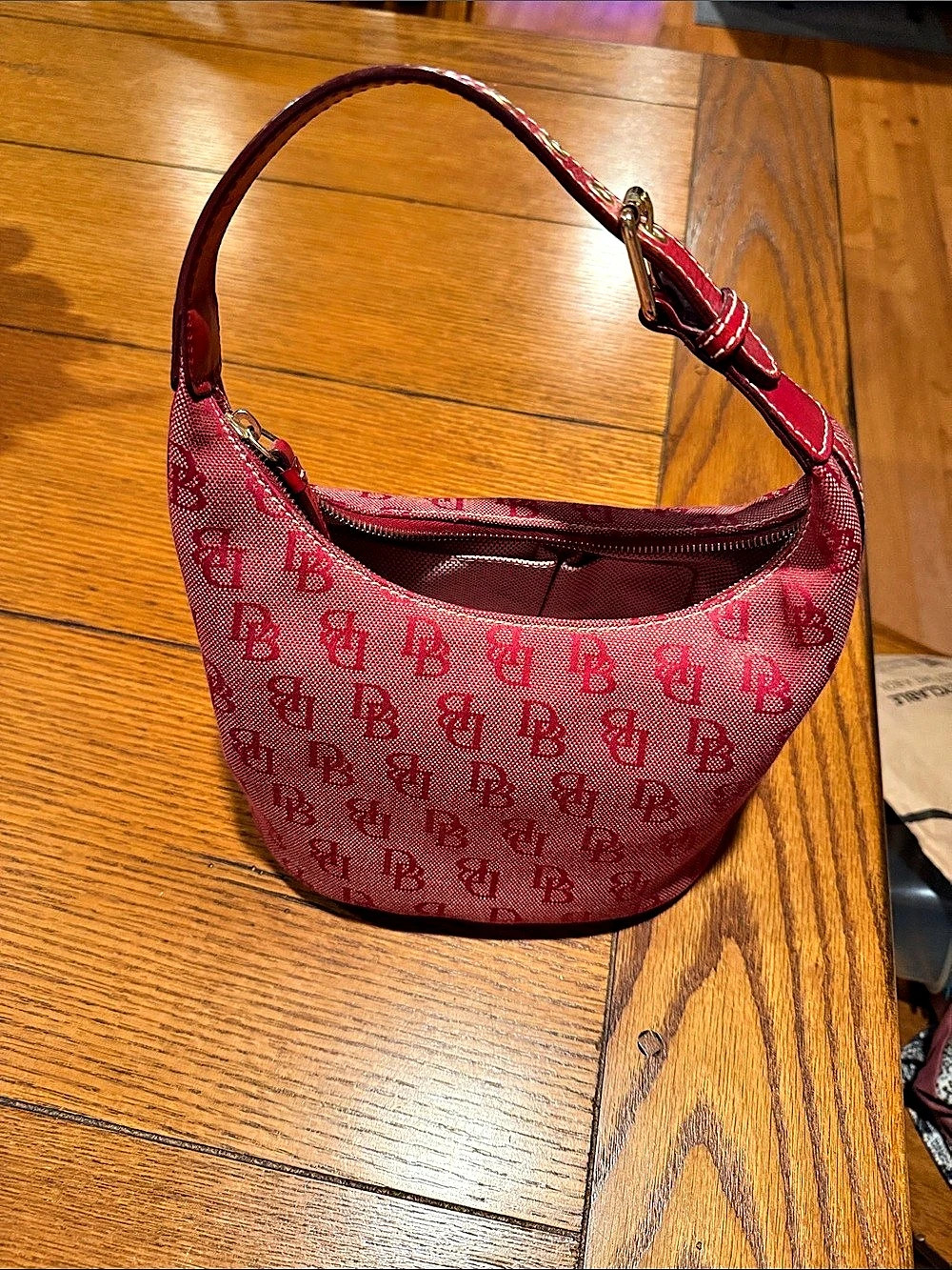 Dooney & Bourke DB 75 Monogram Small Hobo Bag Red